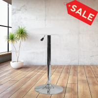 Flash Furniture CH-2-GG 23.75" Round Adjustable Height White Wood Table